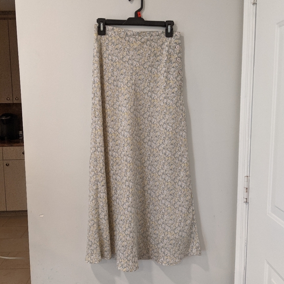 VINTAGE Floral Long Maxi Skirt Yellow Blue - Picture 10 of 14